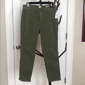 NEW gap olive green girlfriend chinos size 02